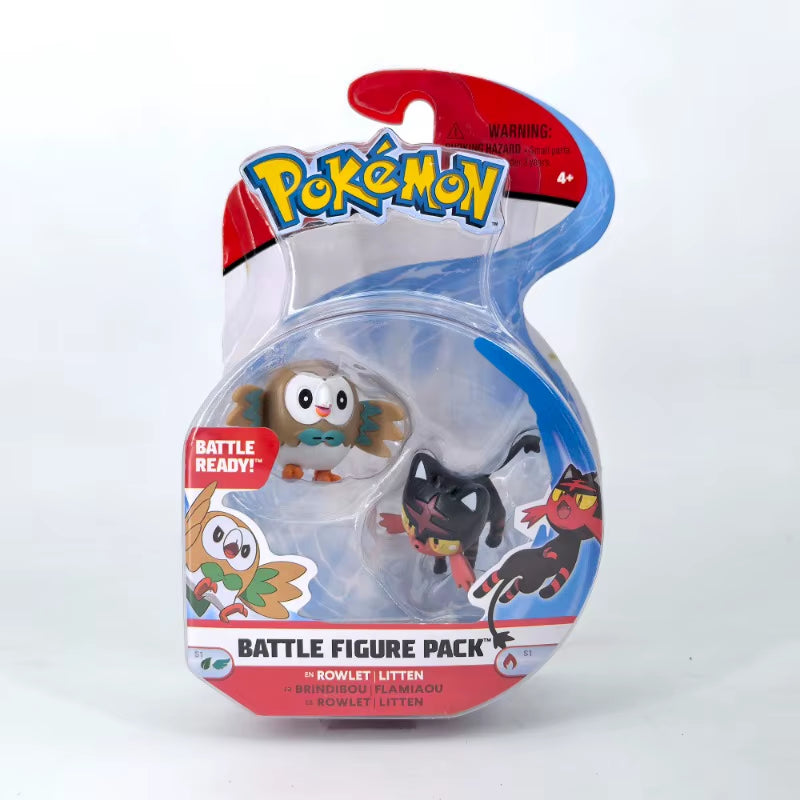 WCT Pokemon Battle Figures Pack Pikachu Wobbuffet Alolan Rattata Rowlet Metang Alolan Muk Model Toys Collections Kids Gifts