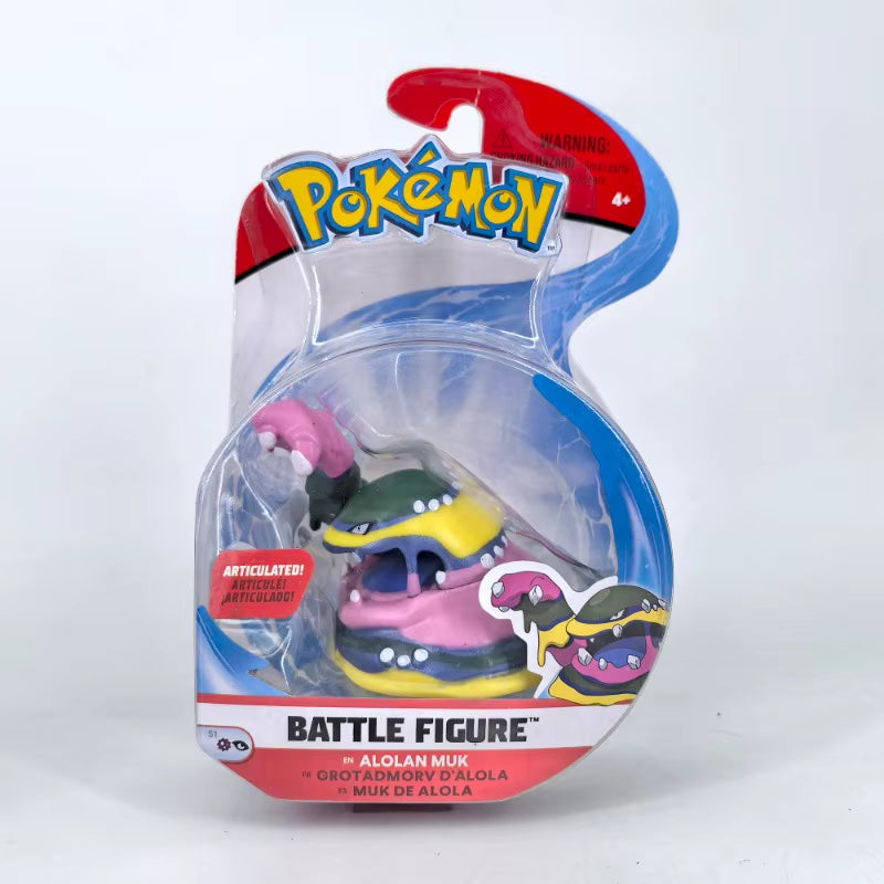 WCT Pokemon Battle Figures Pack Pikachu Wobbuffet Alolan Rattata Rowlet Metang Alolan Muk Model Toys Collections Kids Gifts